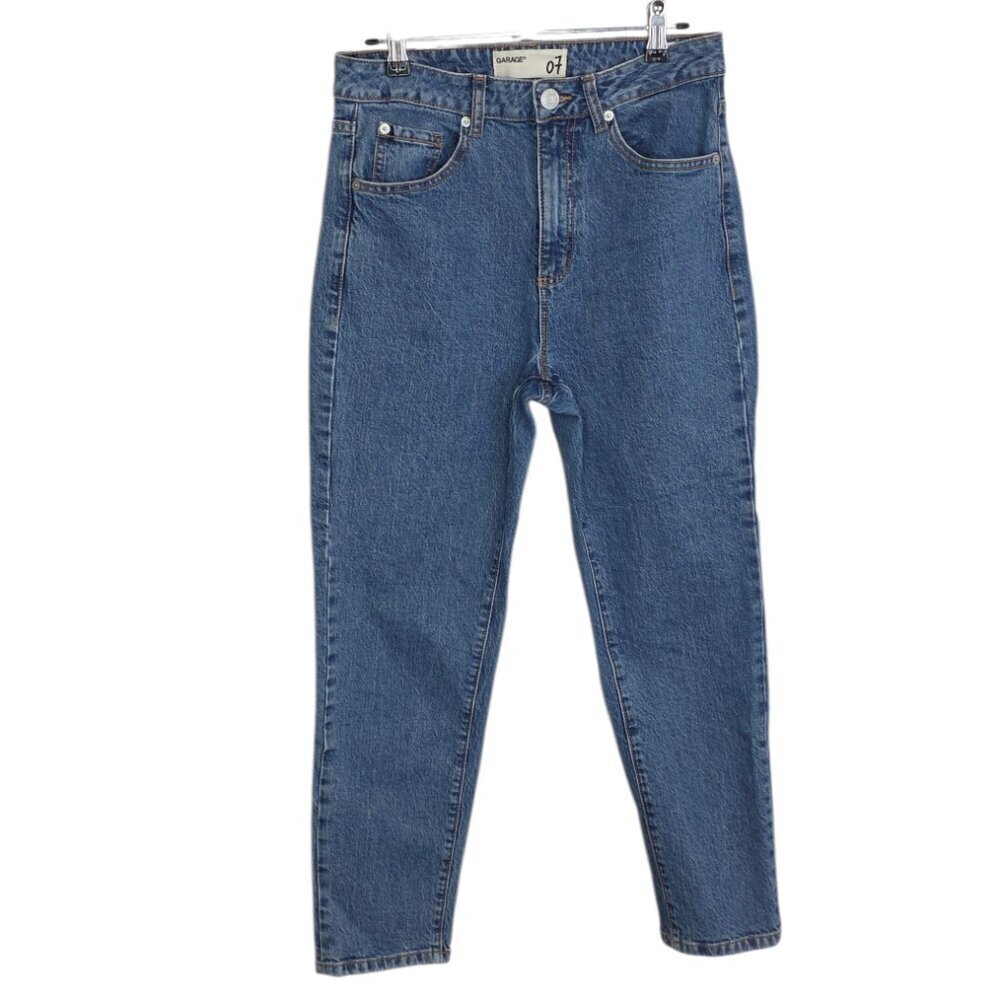 Garage Tapered Jeans, Blue, Cotton, Casual, Zip Fly, Womens Size 7, High Rise